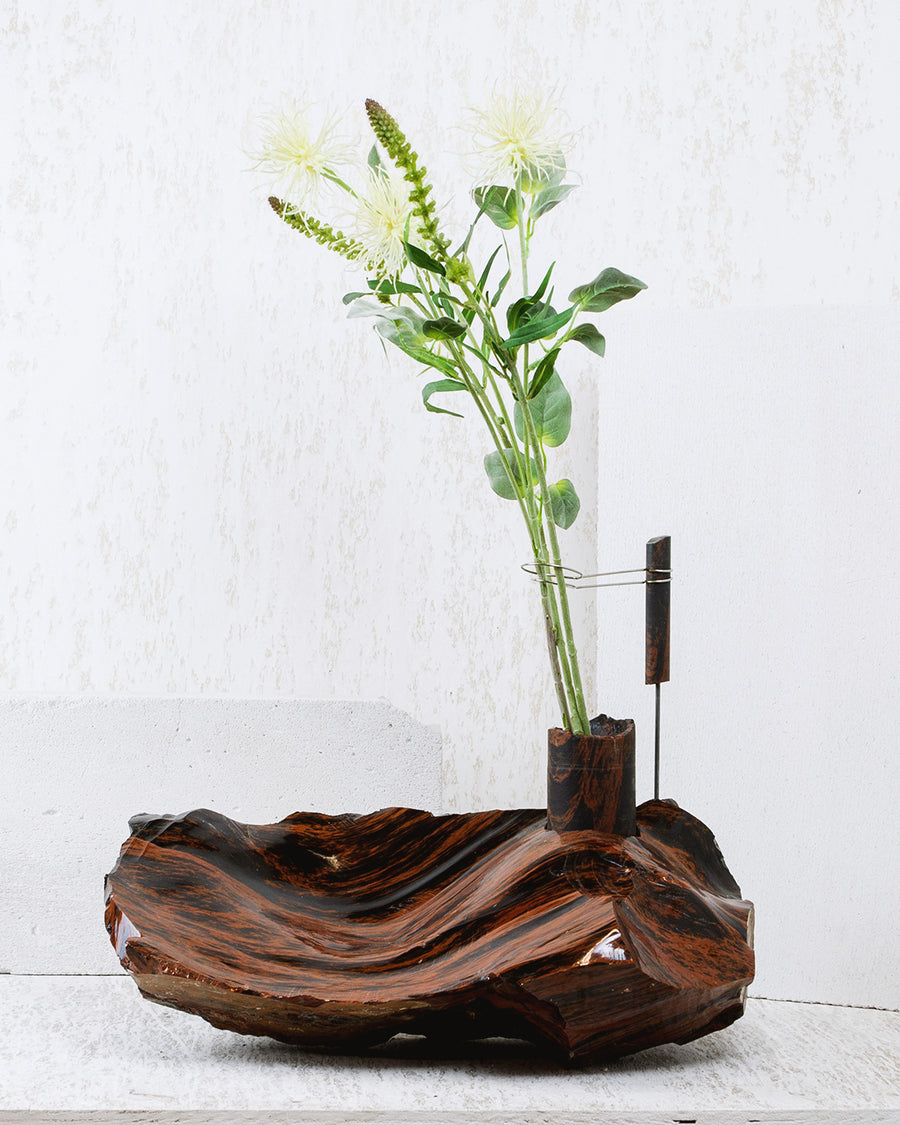 Mahogany Obsidian — Landscape Flower Vessel