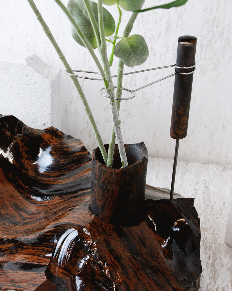 Mahogany Obsidian — Landscape Flower Vessel